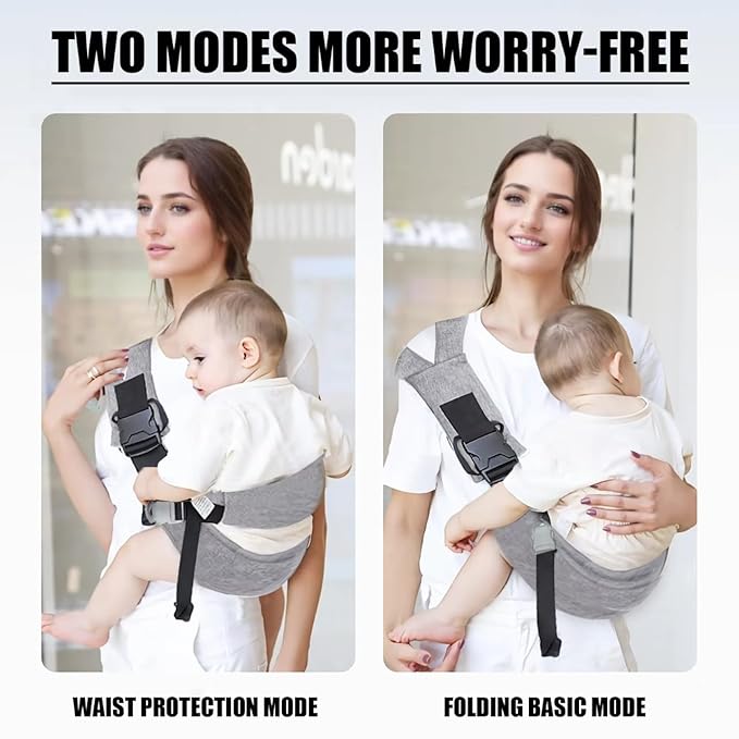 Easy to Wear Baby Sling Carrier - Compact Toddler Carrier with Adjustable Strap, Soft Padding, Non-Slip Hip Seat for Infants and Toddlers (7-44 LBS, 6-48 Months)