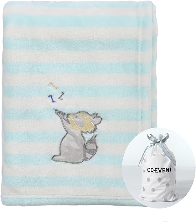 CREVENT 30''X40'' Cute Cozy Fluffy Warm Baby Blanket for Girls Boys Infants Toddlers' Bedding Crib Cot Stroller, Baby Shower Birthday Newborn's Gift - Racoon