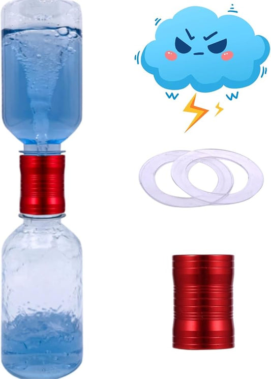 Tornado Maker, Weather Toys, Ultra-Light Aluminum Connecting Tube, Including 2 Empty Bottles, Watertight Tornado Toy, Suitable for Kids' Science Experiments (Red)