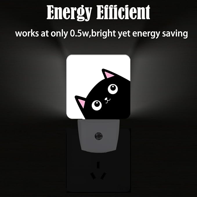 Black Cat Night Light,Plug Into Wall Decor for Stairway,Hallway,Kitchen,Dusk to Dawn Sensor Nightlights for Boys/Girls/Women/Men Room Gifts