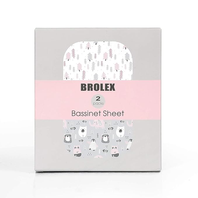 Stretch Fitted Bassinet Sheet Set BROLEX 2 Pack Cradle Sheets for Bassinet Pad/Mattress,Unisex Boys Girls,Ultra Soft,Jungle Animals