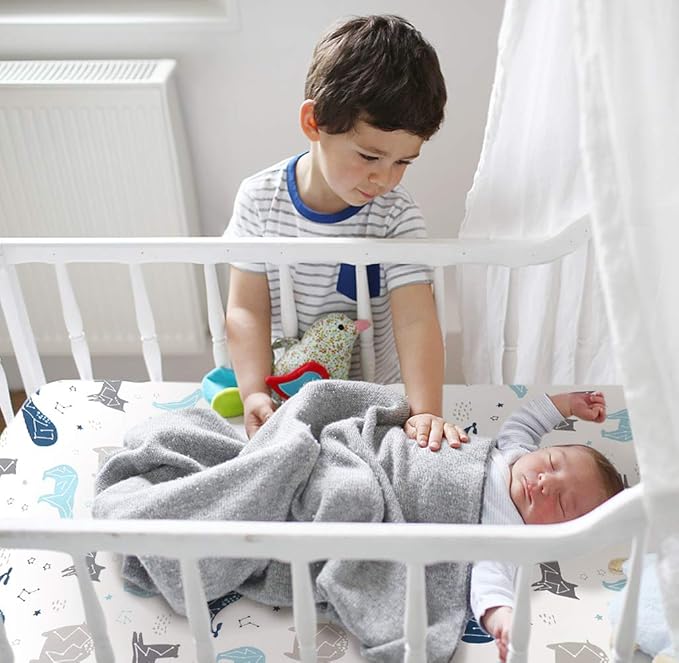 BROLEX Baby Fitted Crib Sheets: Kid Crib Sheets - Set of 2 for Toddler Standard Size Crib Mattress for Boys and Girls - Jersey Knit Crib Bed Sheets Space Planet