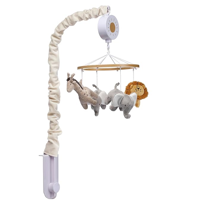 Lambs & Ivy Jungle Adventure Elephant/Lion Musical Baby Crib Mobile Soother Toy