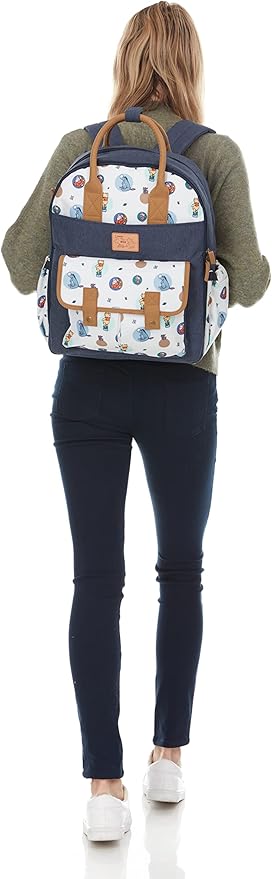 Disney Cudlie Baby Boys Double Handle Backpack Diaper Bag in Mickey Mouse Print, 16 Inch, Includes Changing Pad