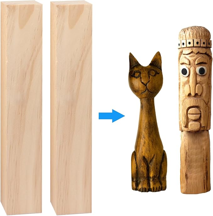 10 Pack Basswood Carving Blocks, 8x2x2 Inches Basswood Blocks for Beginner to Advanced Carvers, Ideal for DIY Projects and Gifts, Soft and Smooth, Easy Whittling and Carving,by GNIEMCKIN