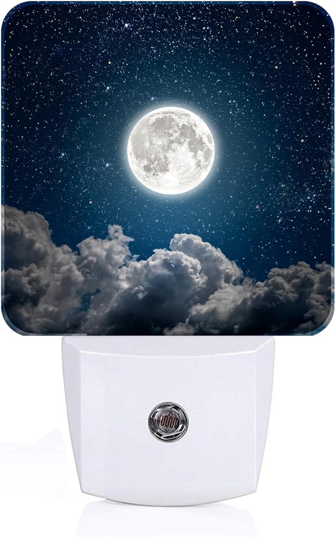 Starry Sky and Moon Night Light,Plug Into Wall Decor for Stairway,Hallway,Kitchen,Dusk to Dawn Sensor Nightlights for Boys/Girls/Women/Men Room Gifts