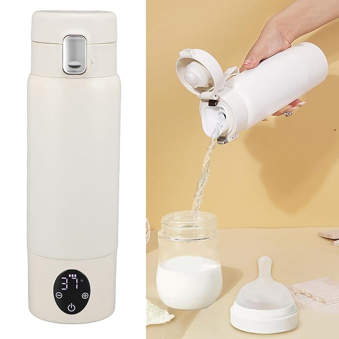 Portable Bottle Warmer, Bottle Warmer, Portable Milk Warmer for Travel, Quickly Heats Water, 37-50°C, Adjustable Capacity 300ml, Travel Bottle Warmer