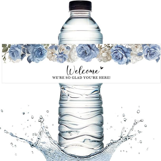 100PCS Wedding Water Bottle Labels Waterproof Greenery Floral Wraps Sticker for Water Bottle Baby Shower Bottle Label for Bridal Shower Party Welcome A06