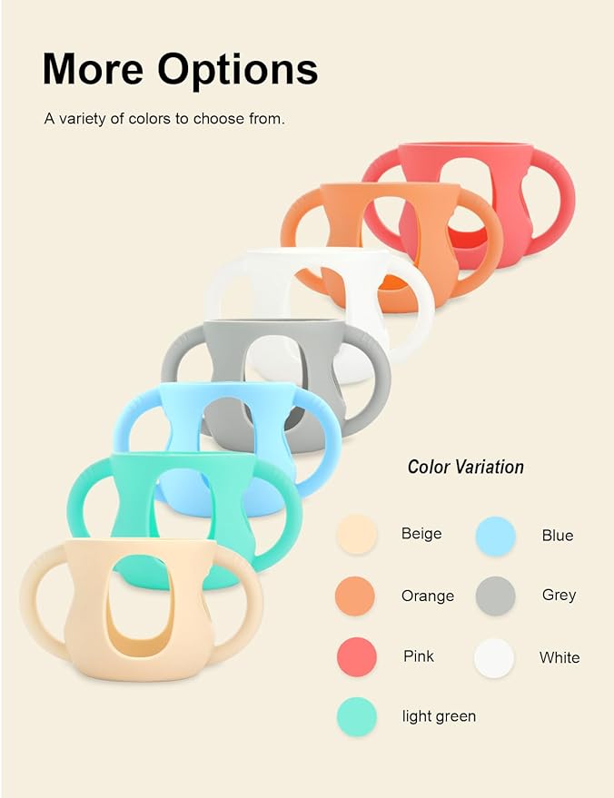 2-Pack Silicone Sleeves for Philips Avent Glass Bottles, BPA-Free Drop-Resistant Baby Bottle Sleeves with Handles, Compatible with Philips Avent Natural Glass Baby Bottles (4 oz)