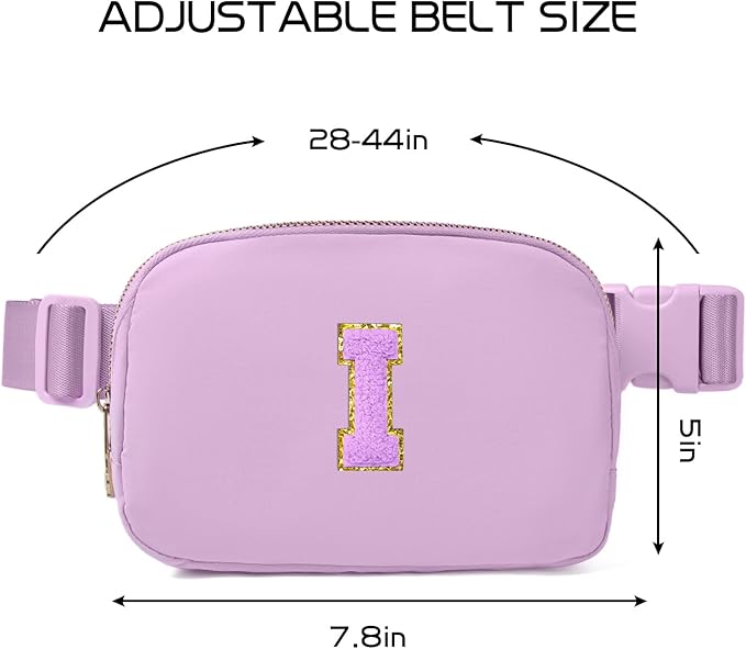 Gitus Gifts for 8 9 10 11 12 Year Old Girls Belt Bag Fanny Pack Crossbody Bags with Initial Letter Patch Cute Stuff Birthday Gifts for Teen Girls Women Personalized Trend Stuff (Lavender-I)