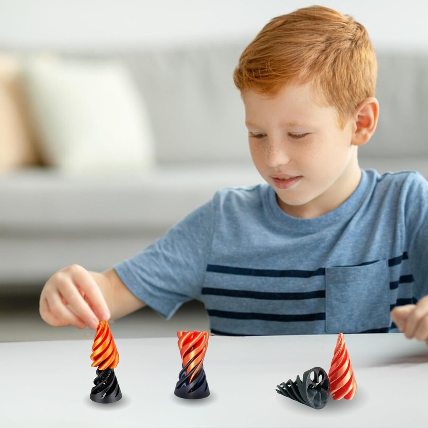 Impossible Pyramid Passthrough Sculpture, 3D Printed Spiral Cone Fidget Toy Mini Cones Pass Through Pyramid Fidget Toy Vortex Thread Illusion Desk Toy for Stress and Anxiety Relaxing