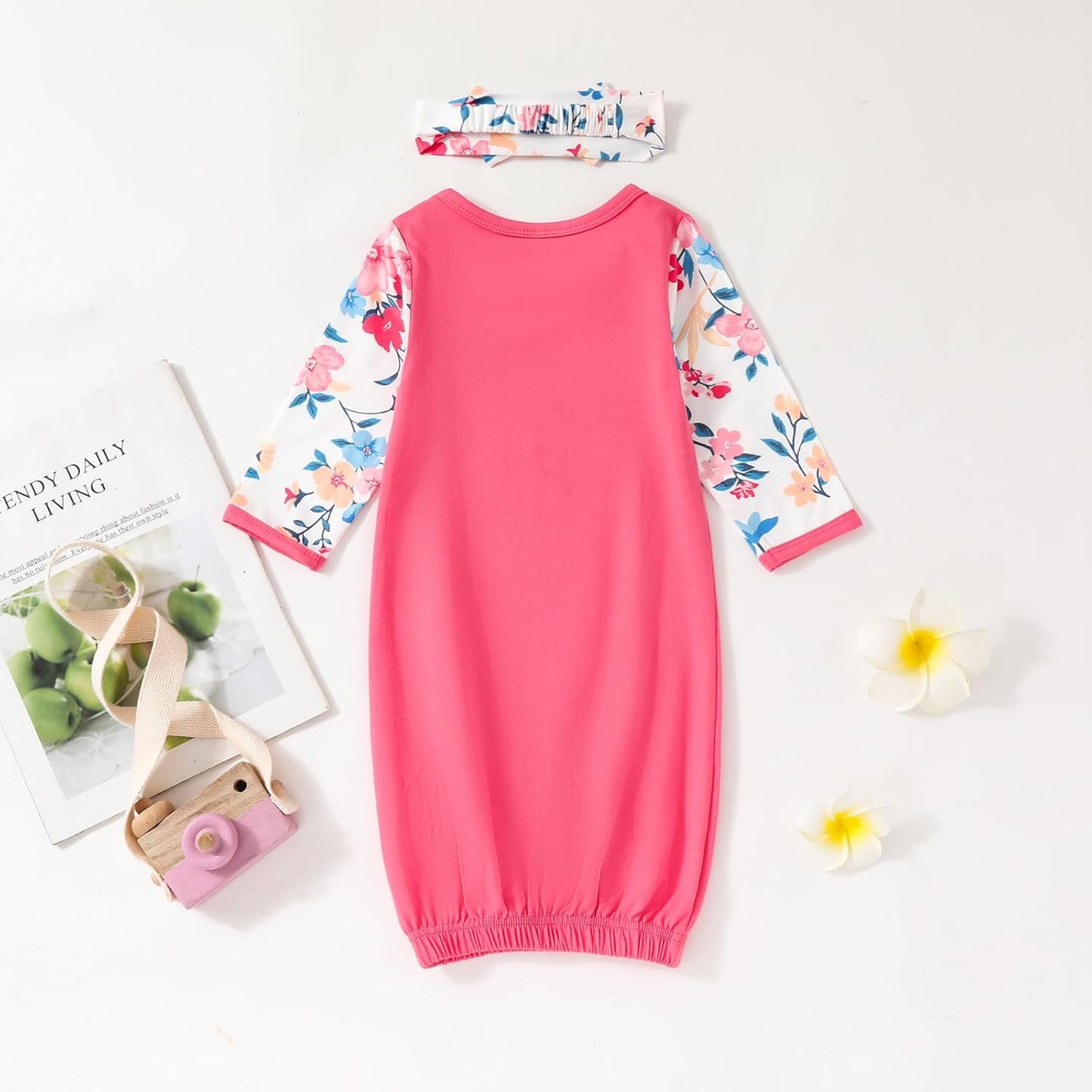 AMAWMW Newborn Baby Girl Little Sister Sleeper Gown Stripe Long Sleeve Nightgown Pajamas Gifts Stuff Essential Outfit