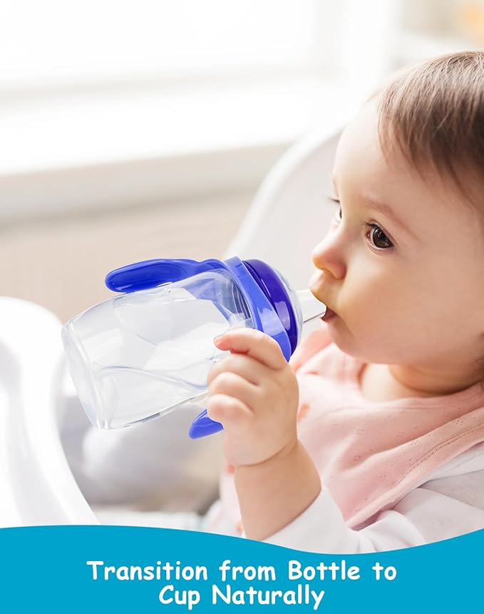 Sippy Cup Soft Spout Conversion Kit for Lansinoh Baby Bottle, Toddler Transition Kit with Silicone Sippy Spout Nipple, Weighted Straw, Bottle Handle, Cleaning Brush, 3 Pack, 6m+