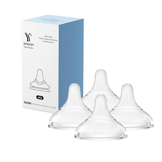 Silicone Bottle Nipple, Anti Colic Nipples for Baby, Natural Feel, L, 6 Months+, 4 Counts