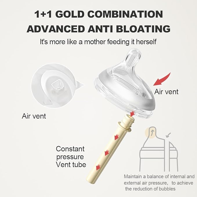 Baby Bottle Nipple, Off- Centered Nipples,100% Silicone,Replacement Baby Bottle Nipple for Babies, Newborn,Preemie 0-3 0-6 6-12 12+ Months 2 Pack(＋(12+ Month))