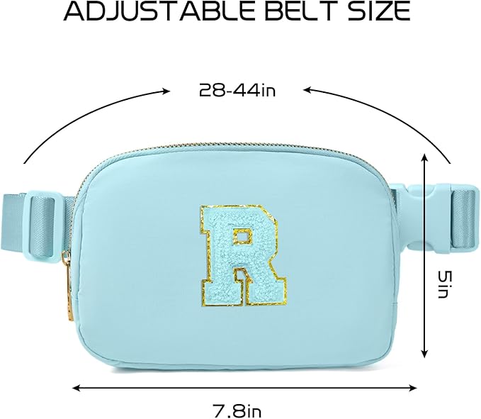 Gitus Gifts for 8 9 10 11 12 Year Old Girls Belt Bag Fanny Pack Crossbody Bags with Initial Letter Patch Cute Stuff Birthday Gifts for Teen Girls Women Personalized Trend Stuff (Icing Blue-R)