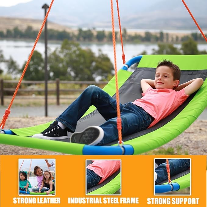 PLATPORTS Platform Swing - Large Rectangle Saucer Swing for Kids and Adults