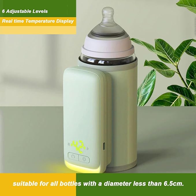Portable Travel Baby Bottle Warmer, Fast Heating Speed with Battery with Large Capacity, Automatic Setting, Insulation, for Outdoors, USB Load