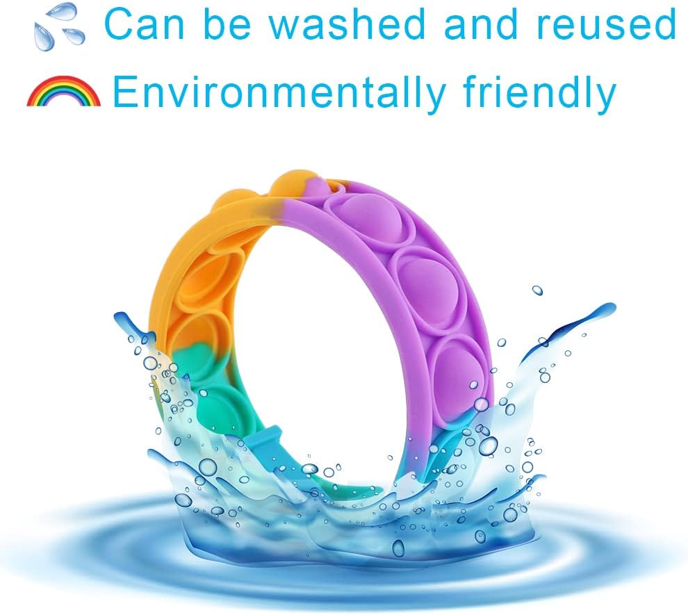16PCS Pop Fidget Toy Fidget Bracelet, Durable and Adjustable, Multicolor Stress Relief Finger Press Bracelet Wristband for Kids and Adults ADHD ADD Autism Anxiety