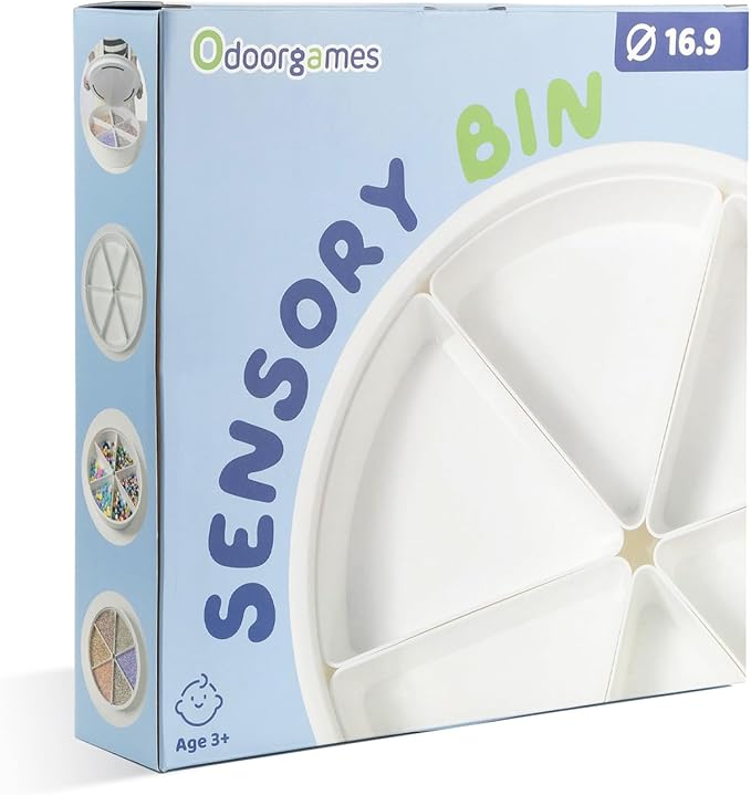 Round Sensory Bin with Lid and Removable Storage Inserts, Large Sensory Tray for Kids, Perfect Play Tray for Toddlers & Educational Activities