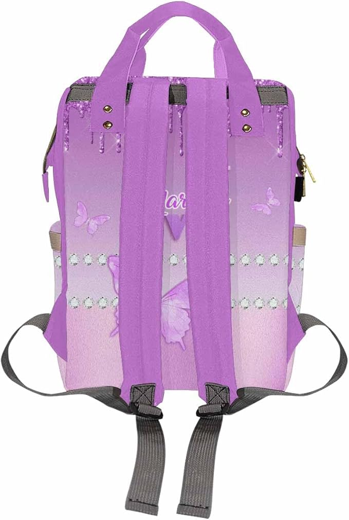 Custom Diaper Bag with Name Customize Name Backpack for Holiday Travel For Outdoor Shopping Daycare Bag African Men Mother's Day Gift, Colorful Butterfly
