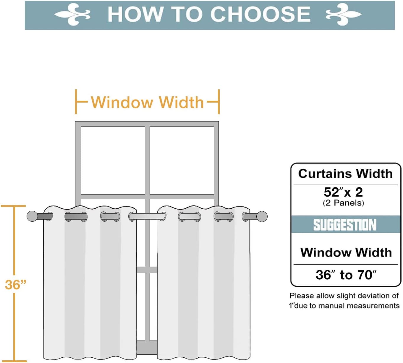 ChrisDowa Small Window Curtains for Kitchen and Bedroom - Grommet Short Thermal Insulated Room Darkening Curtains (2 Panels, Brown, 52 x 36 Inch)