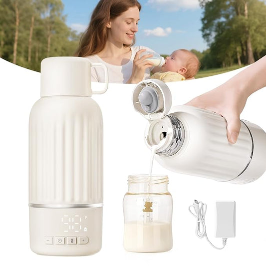 Snow Bear Portable Bottle Warmer for Travel, Fast Heating in 2.5 Mins for Breast Milk, 10200mAh Battery with LED Display, 17oz Large Capacity, Baby Bottle Warmer with Precise Temperature Control