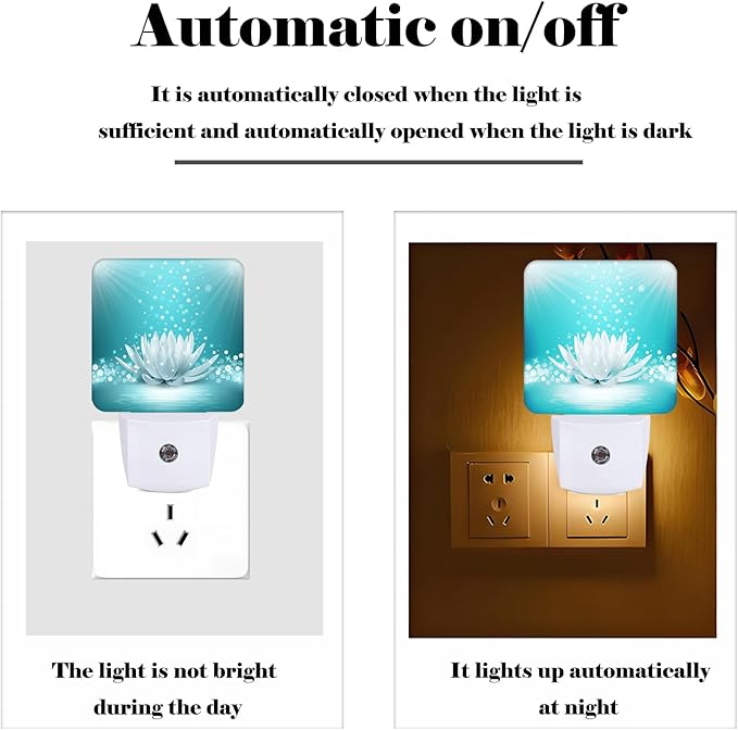 Sparkle Blue Zen Lotus Flower Night Light,Plug Into Wall Decor for Stairway,Hallway,Kitchen,Dusk to Dawn Sensor Nightlights for Boys/Girls/Women/Men Room Gifts