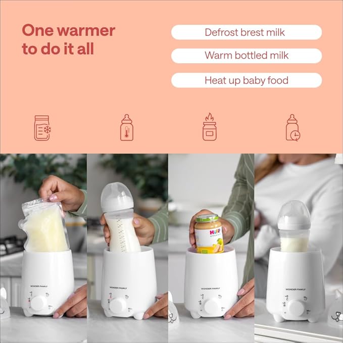 Portable Baby Bottle Warmer for Breastmilk & Formula – 4-in-1 Defrost, Food and Breast Milk Warming, Thermos – On The Go Heater for Travel, Car, Home – Portable Milk Warmer for Baby