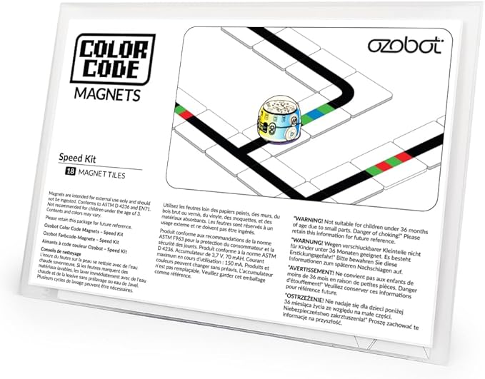 Ozobot Color Code Magnets Speed Kit: Interactive Coding Learning Tool for Kids Ages 3+, Enhances Logic & Problem-Solving Skills, 18 Tiles, Evo & Color Codes Magnets Base Kit Required Not Included