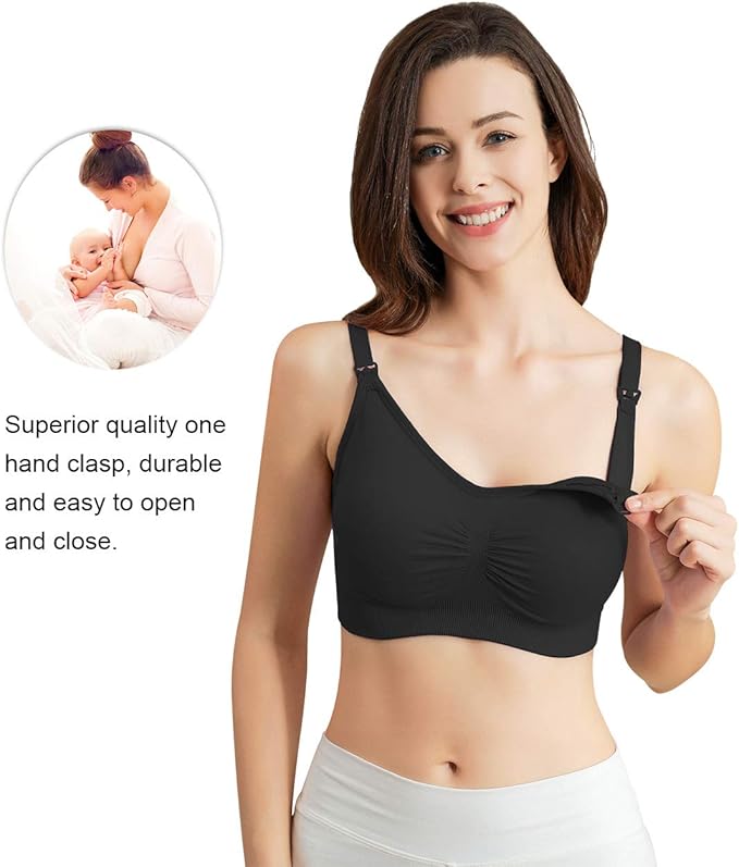 iloveSIA 4Pack Nursing Bra for Breastfeeding Maternity Bra for Pregnancy Seamless Wireless Fit Bra Regular & Plus Size M-4XL