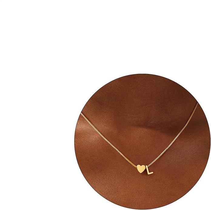 Eioi & Lmnm Gold Initial Necklace for Girls Kids Women, 18K Gold Plated Heart Tiny A-Z Pendant Necklace Dainty Letter Necklaces Cute Monogram Name Necklaces Gifts for Girl Age 5 6 7 8 9 10