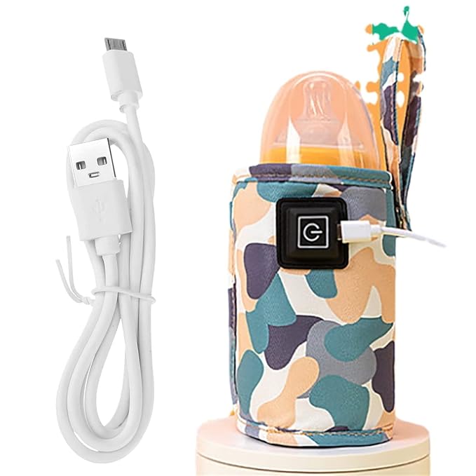 USB Milk Warmer Bag - 2023 New Fast Bottle Warmer for Travel, Portable Car Bottle Warmer for Travel, on The Go Bottle Warmer with USB Cables, Gentle Warmth Maintain Perfect Temperature (White)