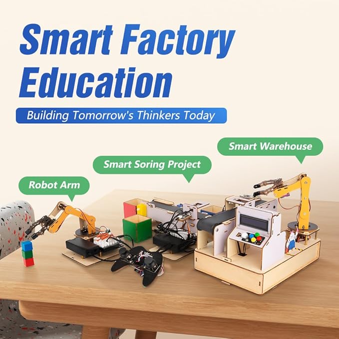 ACEBOTT 3-in-1 ESP32 IoT Control Smart Factory Starter Kit, Electronics Programming Kit Compatible with Arduino Scratch Online Tutorials, School DIY Education Solution Series STEAM Set for Teens 12+