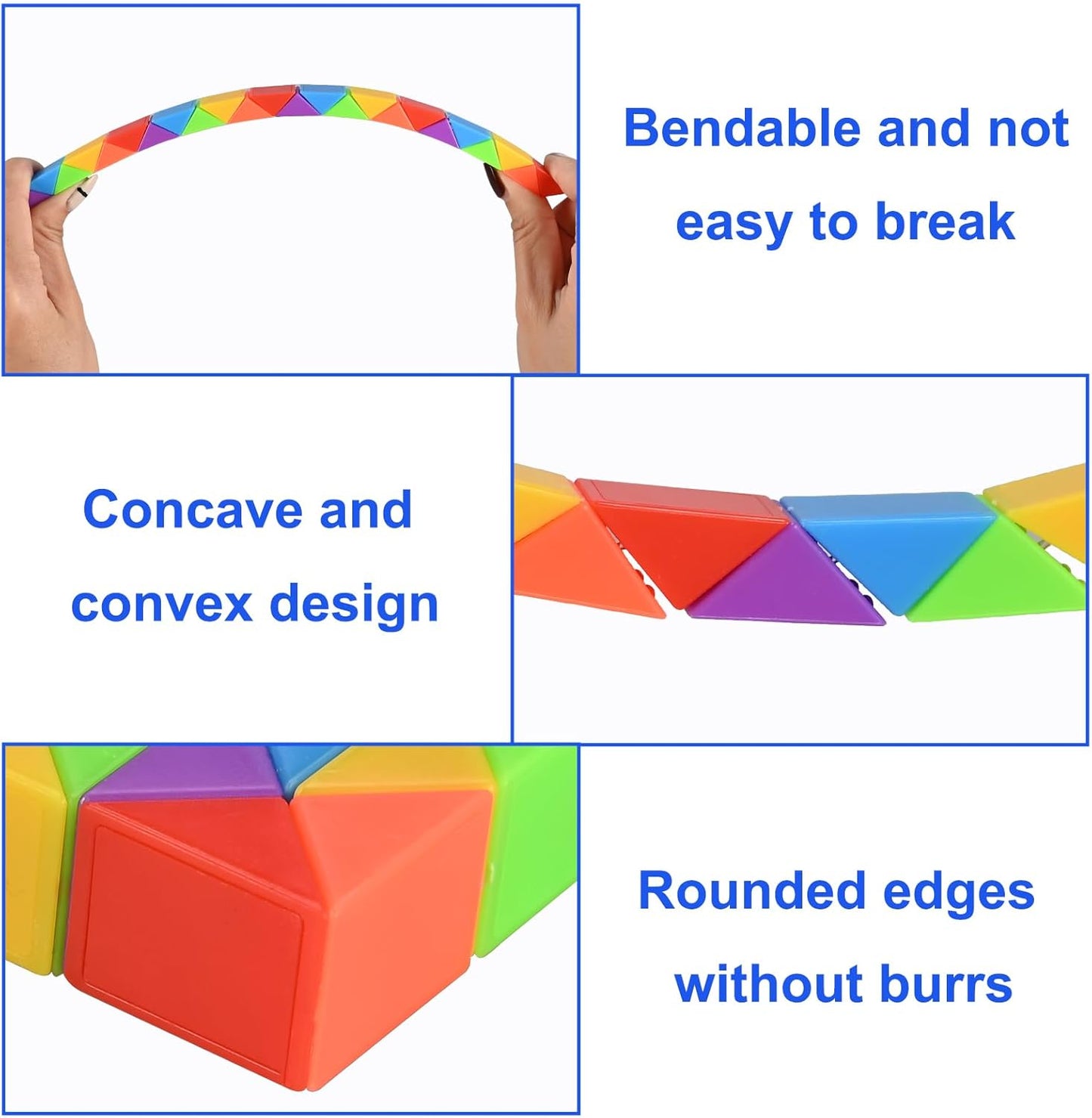 15 Pack Mini Fidget Snake Cube Puzzle Toys - Party Favors & Goodie Bag Fillers for Kids & Teens - Rainbow Colors - Bulk Birthday & Back to School Gifts - Stocking Stuffers