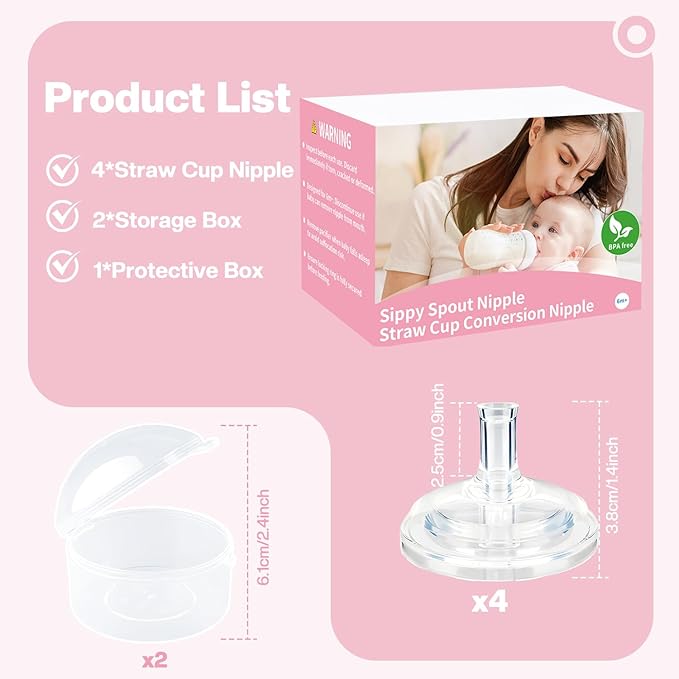 Sippy Nipple Compatible with Dr. Brown's Wide-Neck Baby Bottles & Sippy Spout Bottles