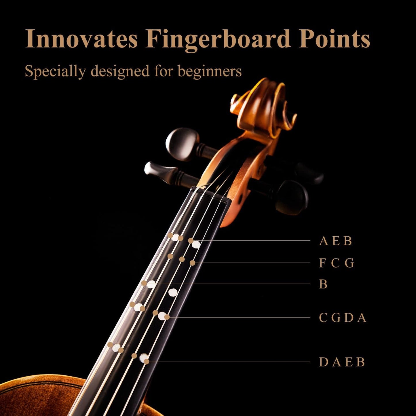 Eastar 3/4 Violin Set Fiddle EVA-3 Matte fo Beginners with Hard Case, Rosin, Shoulder Rest, Bow, and Extra Strings (Imprinted Finger Guide on Fingerboard)
