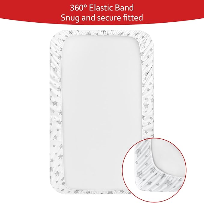 Mini Crib Sheets Fitted 4 Pack for Girls (38" X 24"), Compatible with Dream on Me, Delta Porta Crib and Arms Reach Ideal Cosleeper, Pink