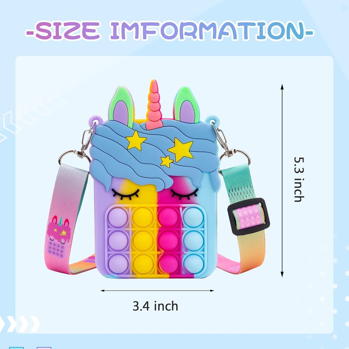 Civan Multi Unicorn Pop Purse for Girls Pop it Purse Fidget POP IT Bag for Girls Women pop it Bags pop it Fidget Purse Bag Toys for Girls Fidget Purse Cross Body Handbags Easter Cute Purse Sensory Toy
