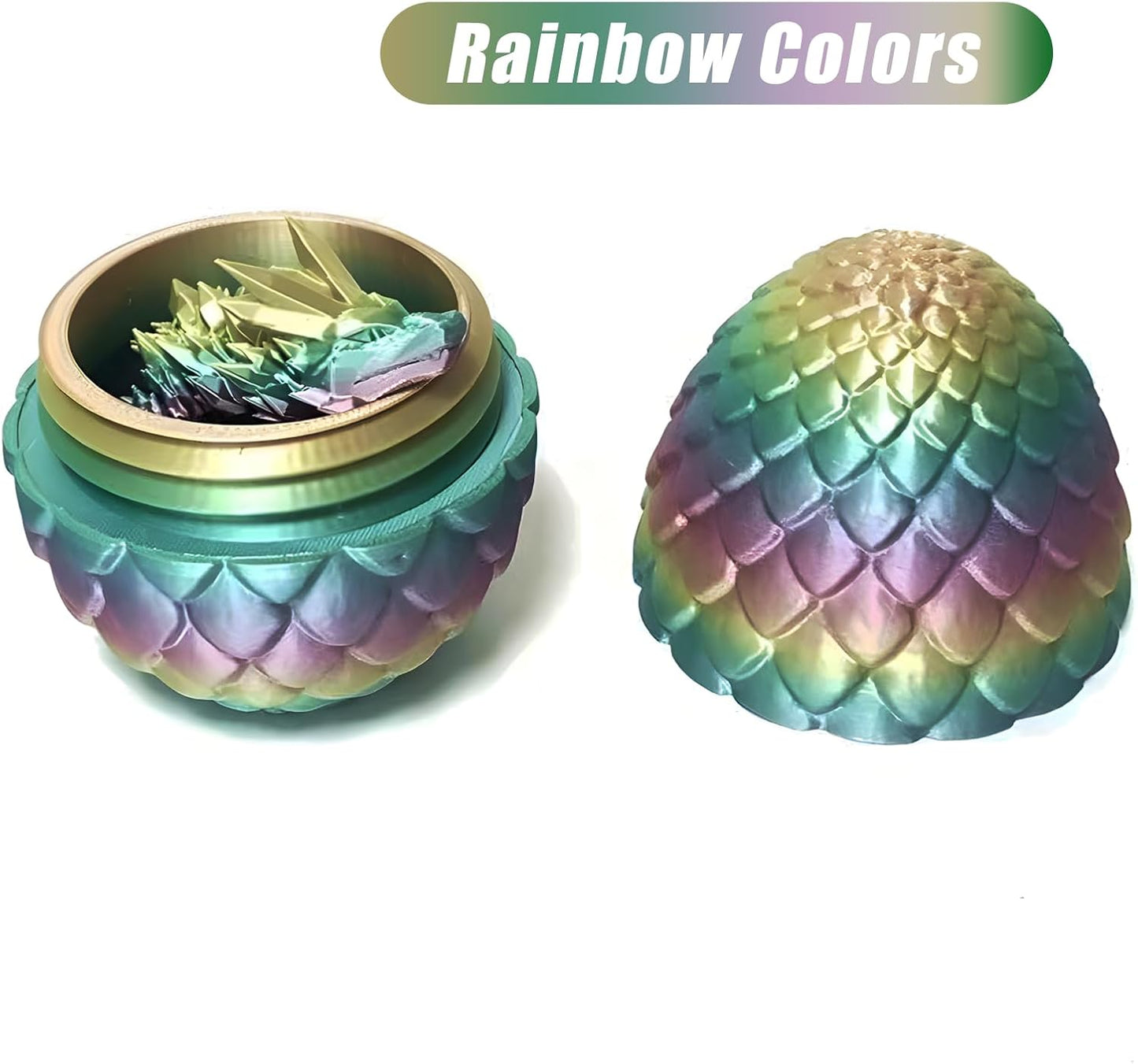 3D Printed Dragon Egg Crystal Dragon Fidget Toy Full Articulated Dragon Mystery Dragon Eggs with Dragon Inside Home Office Desk Decor Gifts Toys (Multilcolor)