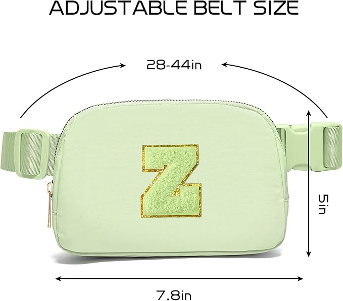 Gitus Gifts for 8 9 10 11 12 Year Old Girls Belt Bag Fanny Pack Crossbody Bags with Initial Letter Patch Cute Stuff Birthday Gifts for Teen Girls Women Personalized Trend Stuff (Light Green-Z)