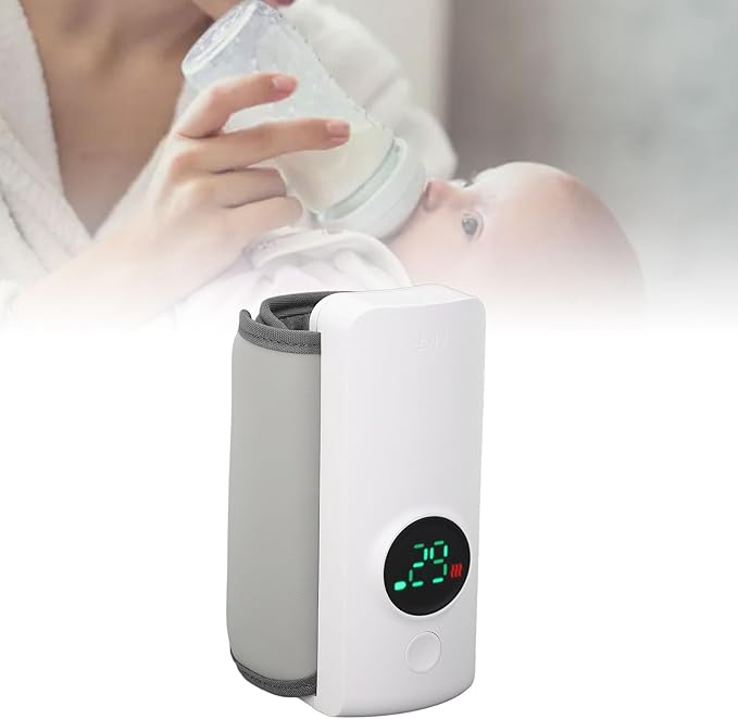 Portable Bottle Warmer, Bottle Heating Sleeve for Breastmilk or Baby Formula, Fast Baby Bottle Warmer with 6000mAh Battery, Battery Powered