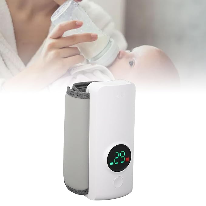Portable Bottle Warmer for Breastmilk or Baby Formula, 6000mah Travel Warmer for Baby Bottles Infant Milk Warmer Sleeve with Temp Display, Fast Heating & Long Lasting Warming
