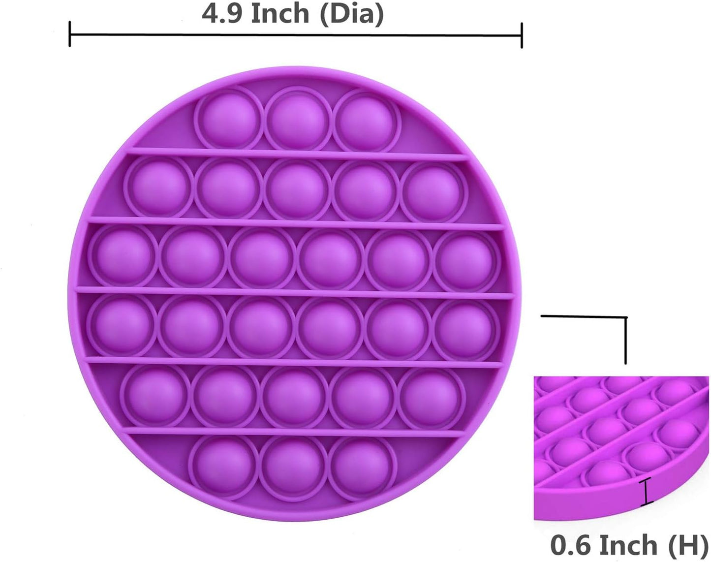 5 Packs Pop Sensory Fidget Toys, Push Bubble Fidget Sensory Toys, Silicone Pressure Relieving Toys, Silicone Squeeze Sensory Toys, Round