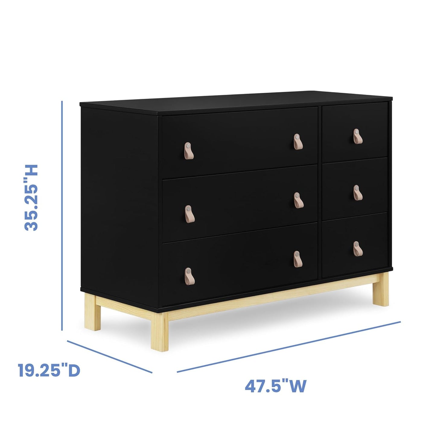 GAP babyGap Legacy 6 Drawer Dresser with Leather Pulls and Interlocking Drawers - Greenguard Gold Certified, Ebony/Natural