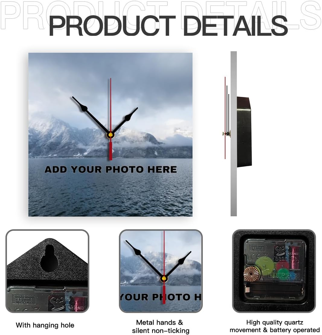 Generic Custom Wall Clock Personalized Wall Photo That PVC Customized Round Silent Clock for Living Room Family Friends Gifts, 12inch-30cm