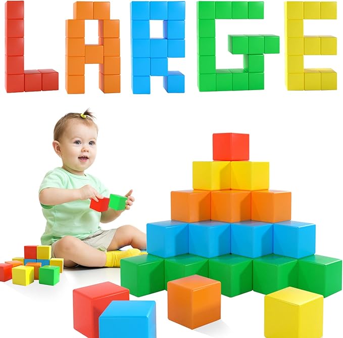Magnetic Blocks,1.41 inch Large Building Blocks for Kids Ages 3-5 4-8 Sensory Magnetic Cubs for Kids 1-3 Preschool Educational Gifts Toys for Toddlers 3 4 5 6 7 8 Year Old Boys Girls 28PCS