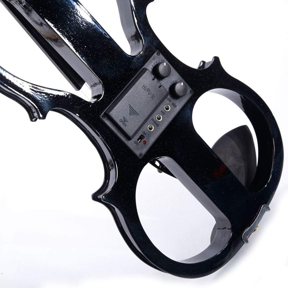 Electric Violin 4/4 Kit, Electric Violin 4/4 Full Size for Adults, Students,Beginner Violin Set with Case, Bow, Rosin, and Headphones,Black Violin