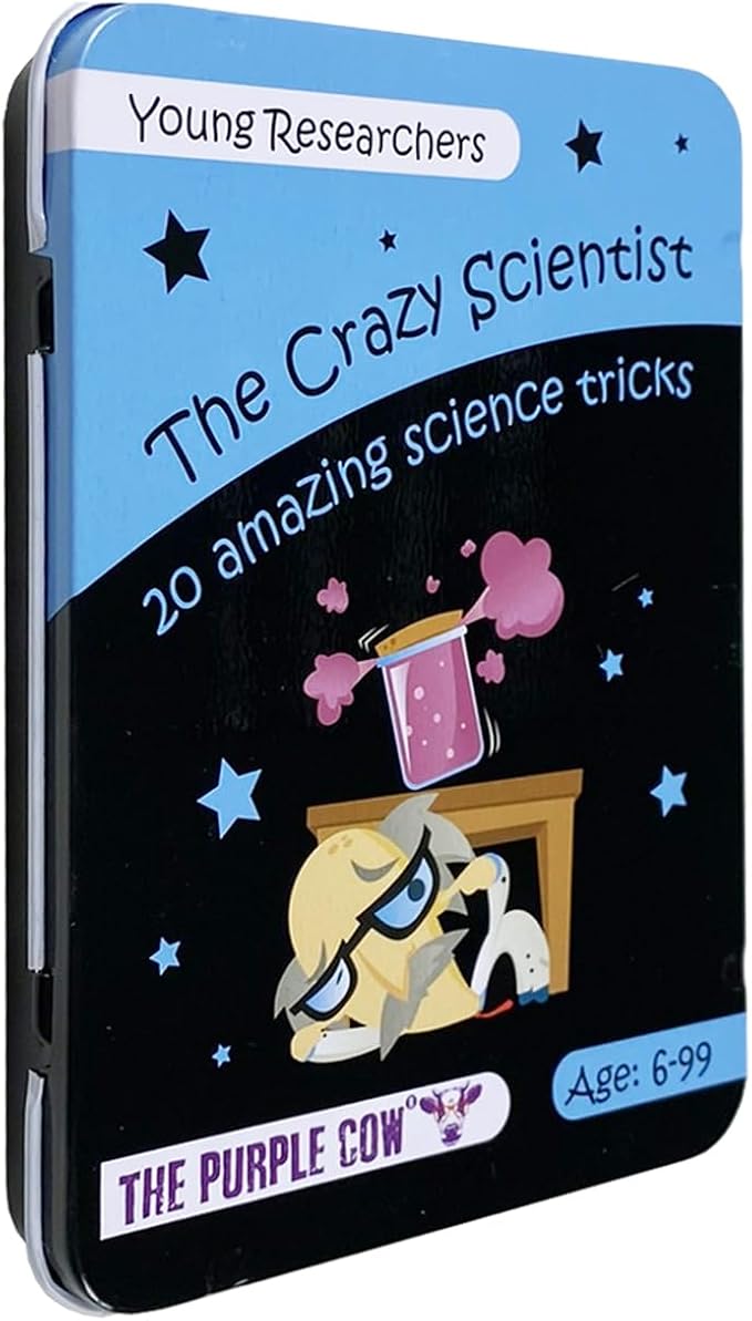 The Crazy Scientist Science Tricks Card Set - Young Researchers 20 Amazing Science Tricks. For Learning & Education - STEM Educational Games for Kids, Boys & Girls, with Instructions