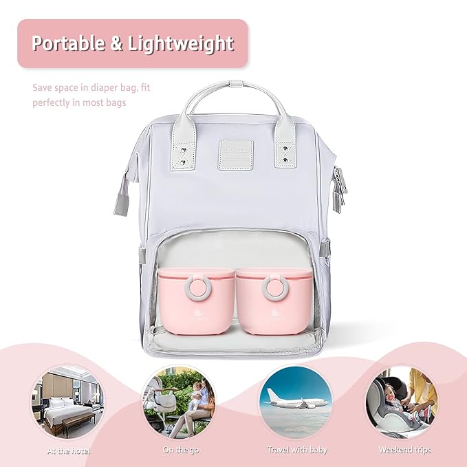 Termichy Baby Formula Dispenser, Portable Milk Powder Dispenser Container with Carry Handle and Scoop for Travel Outdoor Activities with Baby Infant, 8.8OZ, 0.55LB, 250g (Pink-2pack)